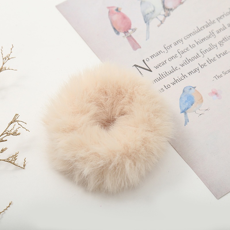 Japanese and Korean plush cute girl imitation mink hair circle simple temperament headband rubber band macaron color hai