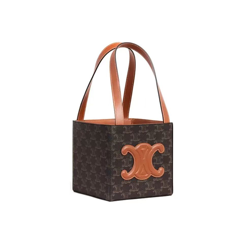 【CELINE】セリーヌ Triomphe 凱旋門 カーフレザー立体ハンドショルダーバッグ