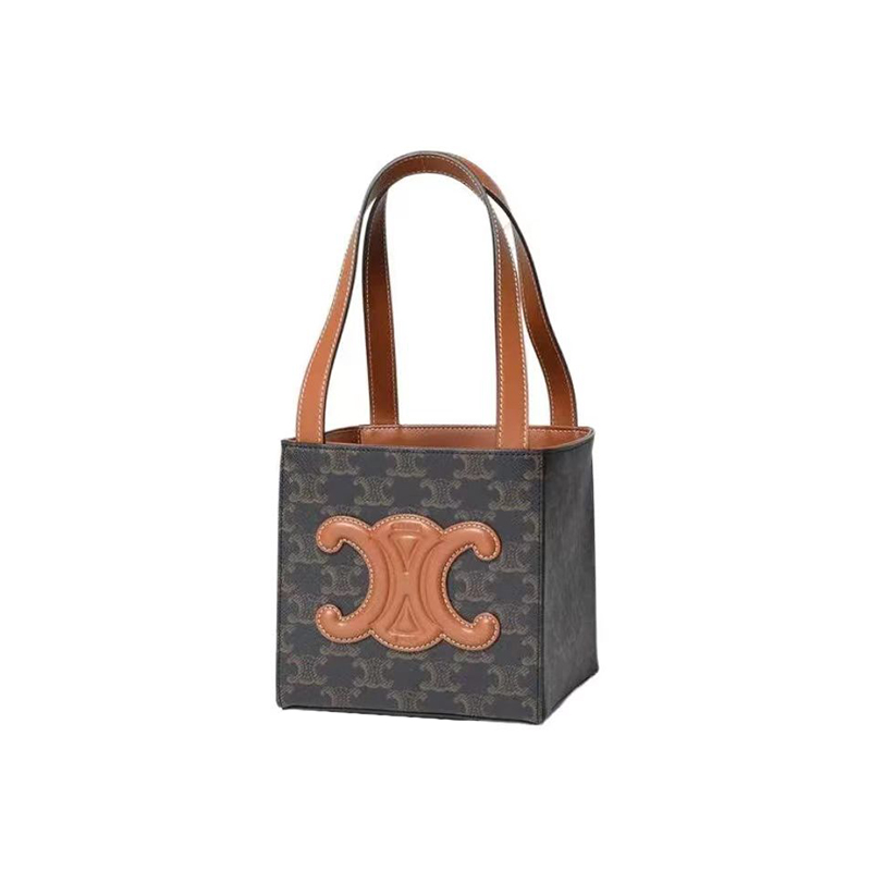 【CELINE】セリーヌ Triomphe 凱旋門 カーフレザー立体ハンドショルダーバッグ