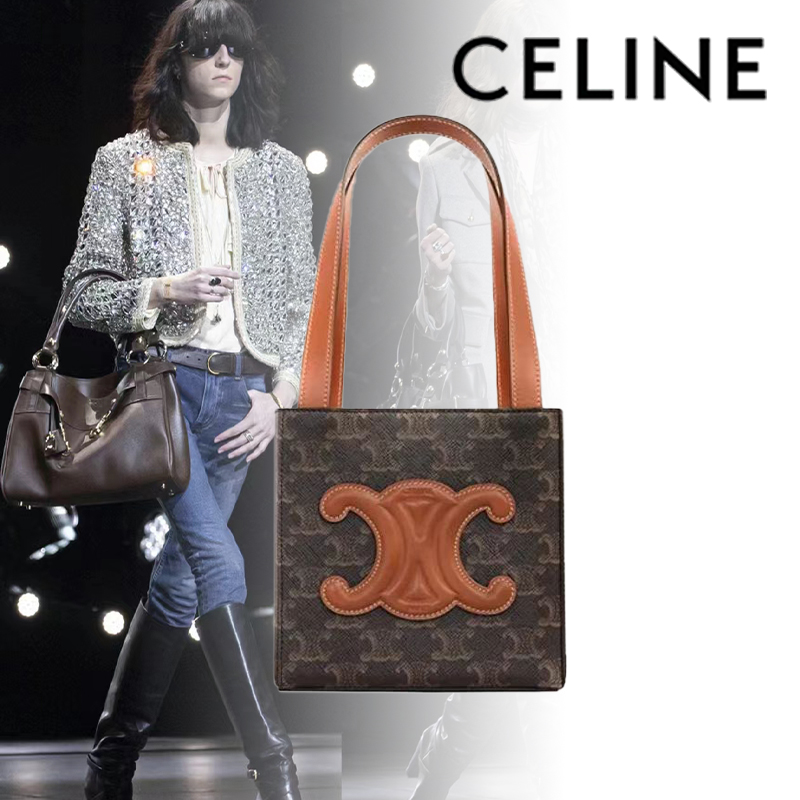 【CELINE】セリーヌ Triomphe 凱旋門 カーフレザー立体ハンドショルダーバッグ