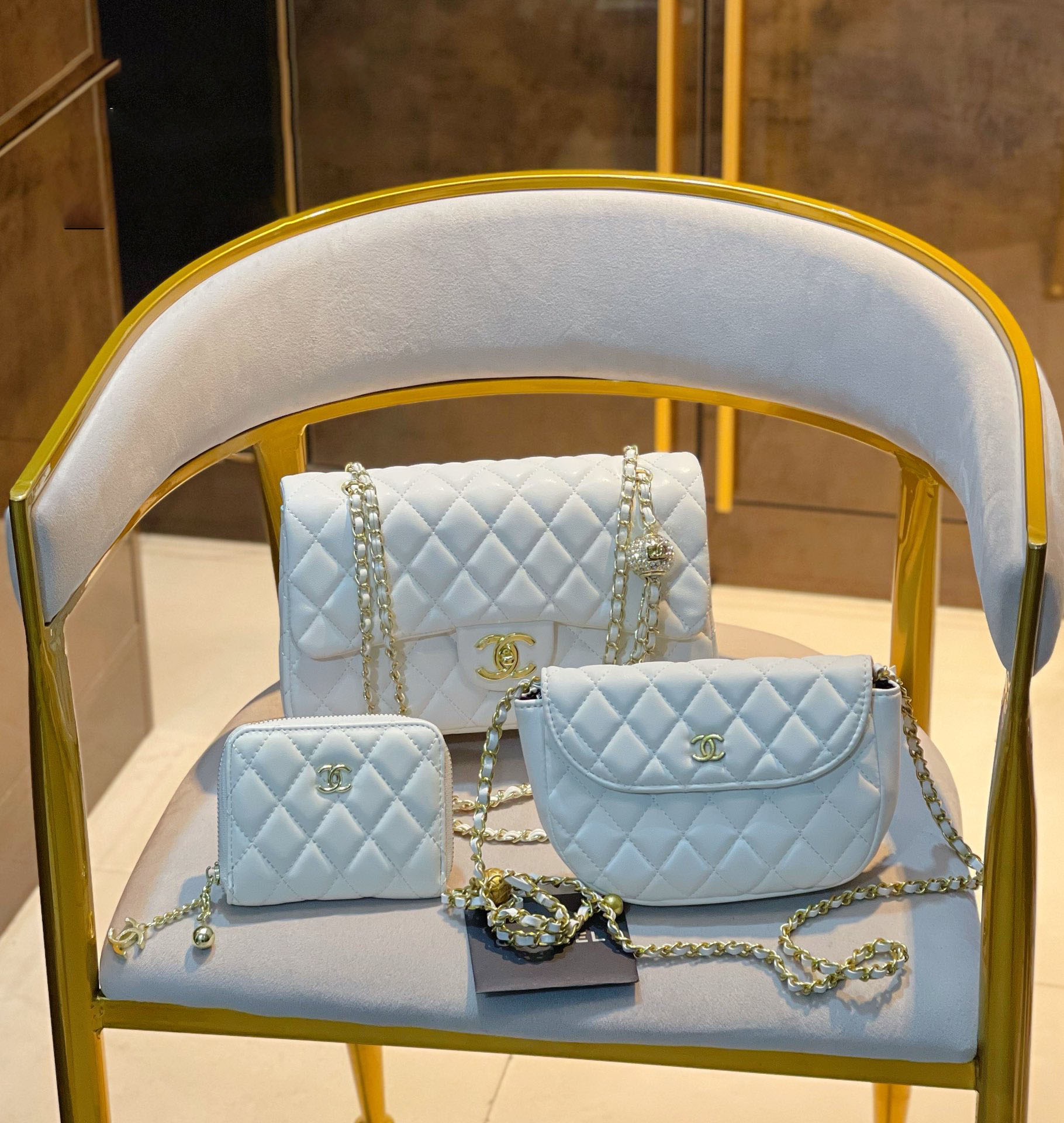 【CHANEL】 シャネル定番人気 ミニ マトラッセ☆CHANEL☆Mini Flap Bag3点セット お得