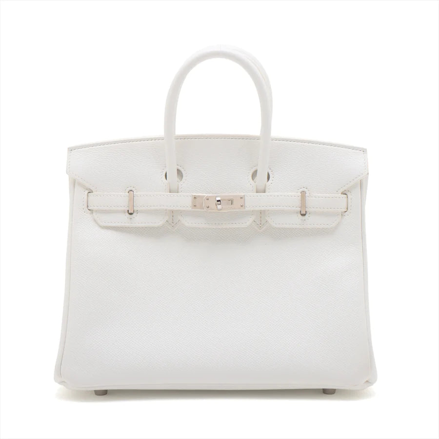 哈【HERMES   公式旗艦店】ハンドバッグエルメス バーキン25 ヴォーエプソン ホワイト シルバー金具