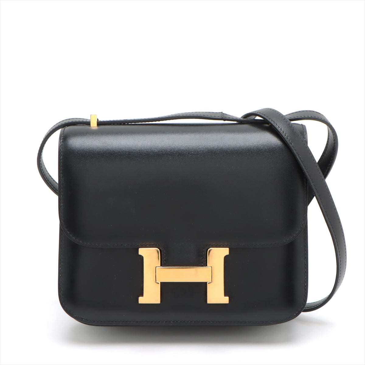 哈【HERMES  公式旗艦店】斜めがけバッグエルメス コンスタンス3 ミニ18 ボックスカーフ ブラック ゴールド金具