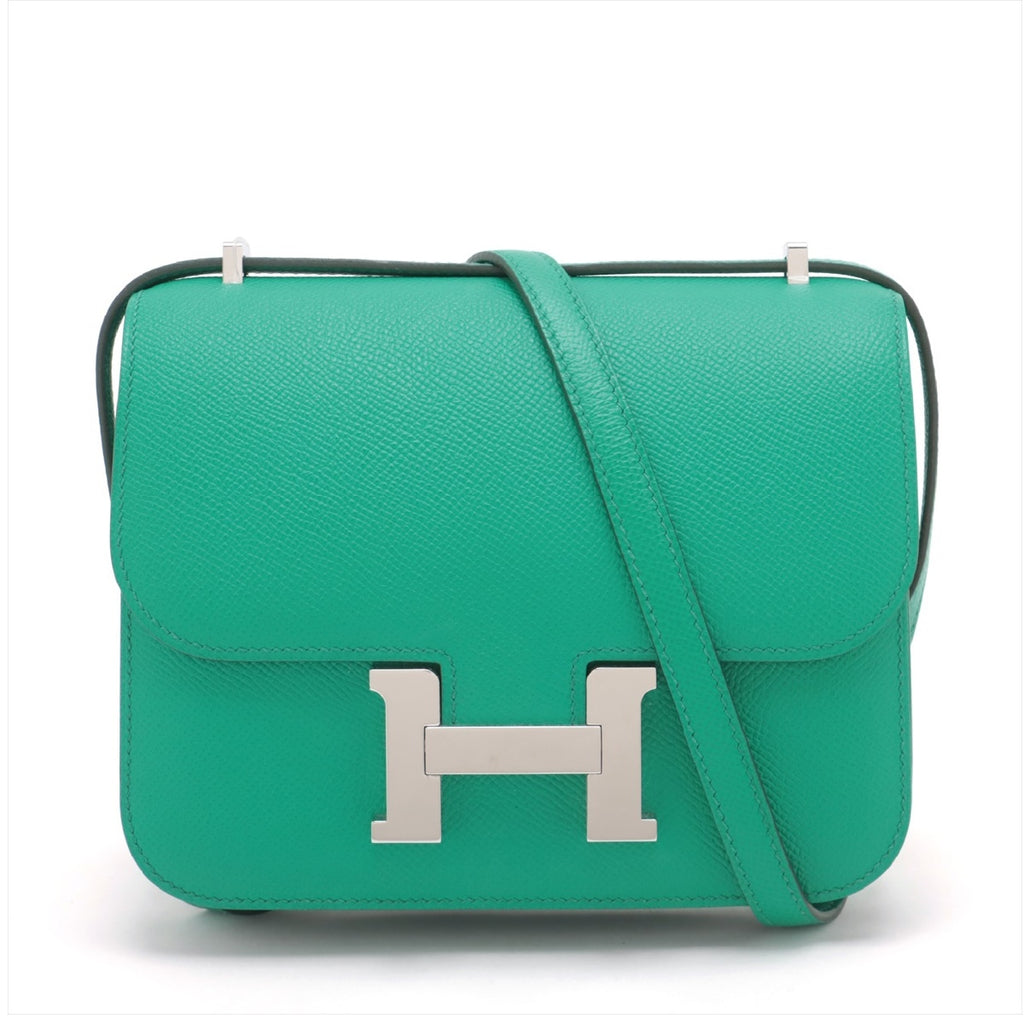 哈【HERMES  公式旗艦店】斜めがけバッグエルメス コンスタンス3 ミニ18 ヴォーエプソン ヴェールジェイド シルバー金具