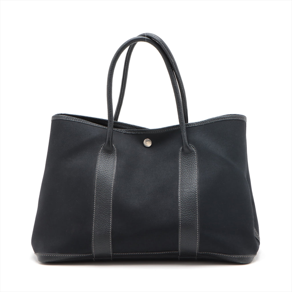 哈【HERMES   公式旗艦店】ハンドバッグエルメス ガーデンパーティPM トワルオフィシエ×ネゴンダ ブラック シルバー金具