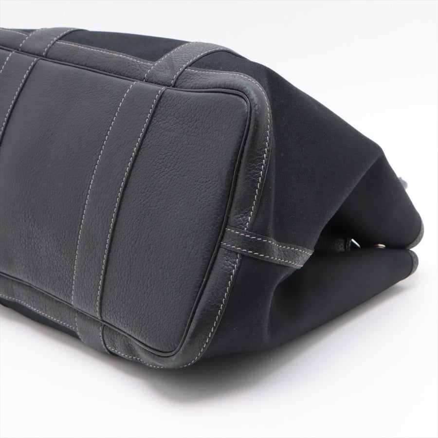 哈【HERMES   公式旗艦店】ハンドバッグエルメス ガーデンパーティPM トワルオフィシエ×ネゴンダ ブラック シルバー金具