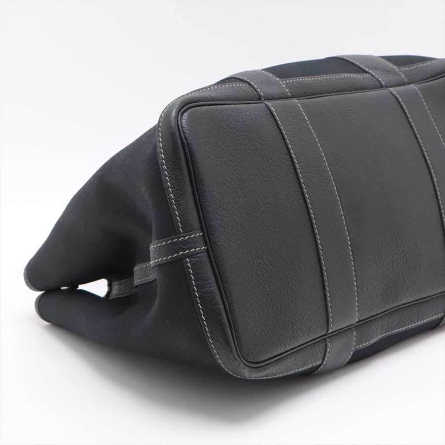 哈【HERMES   公式旗艦店】ハンドバッグエルメス ガーデンパーティPM トワルオフィシエ×ネゴンダ ブラック シルバー金具