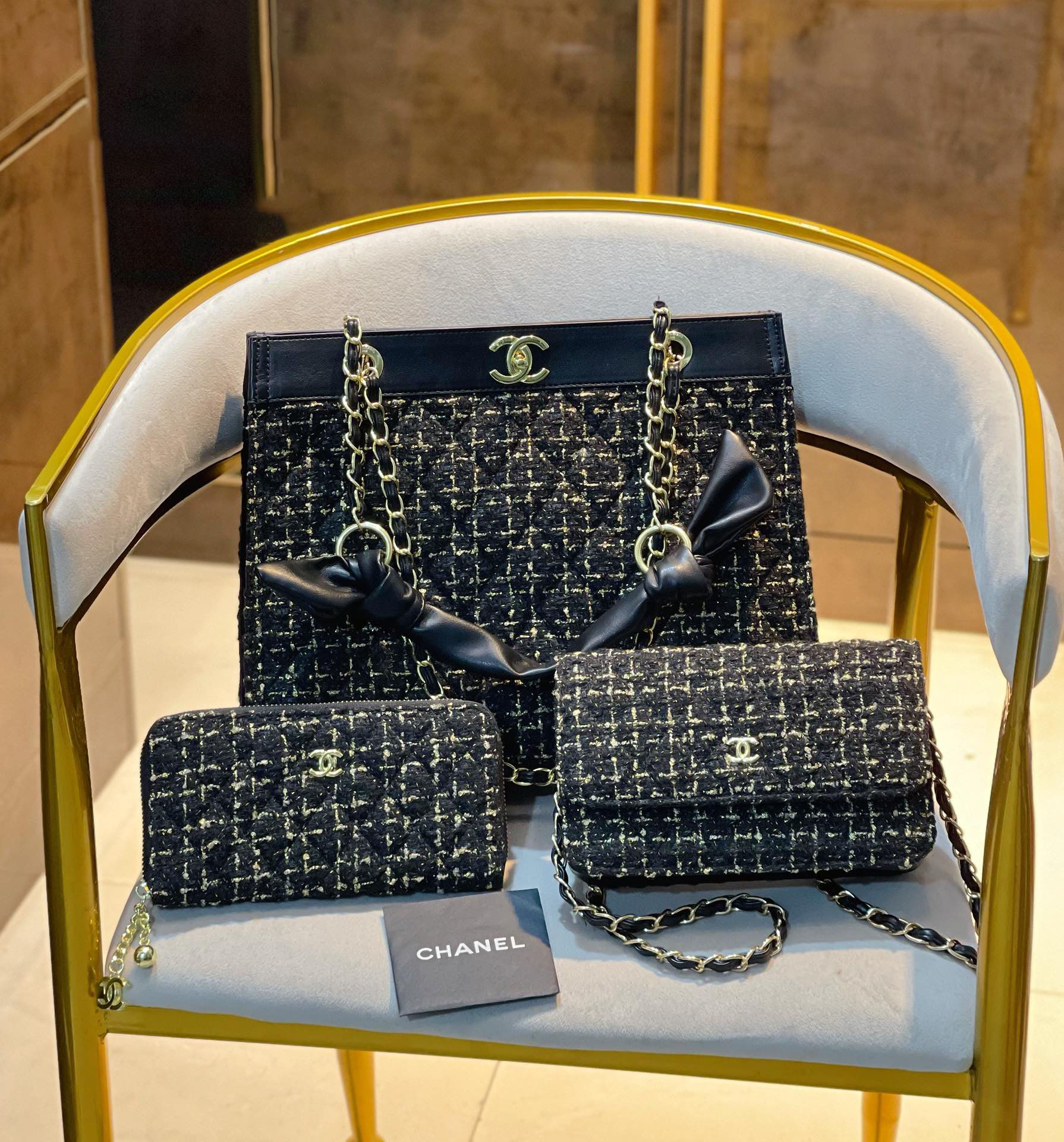 【CHANEL】 シャネル 定番人気 ミニ マトラッセ☆CHANEL☆Mini Flap Bag3点セット お得