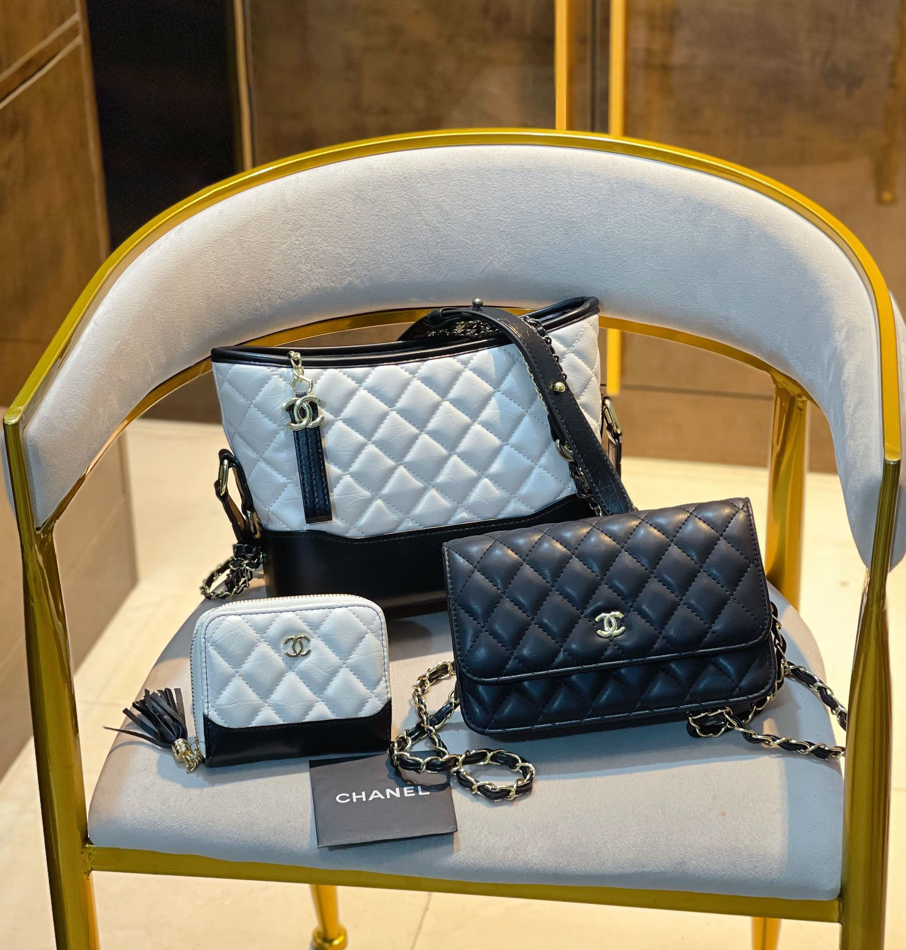 【CHANEL】 シャネル 定番人気 ミニ マトラッセ☆CHANEL☆Mini Flap Bag3点セット お得
