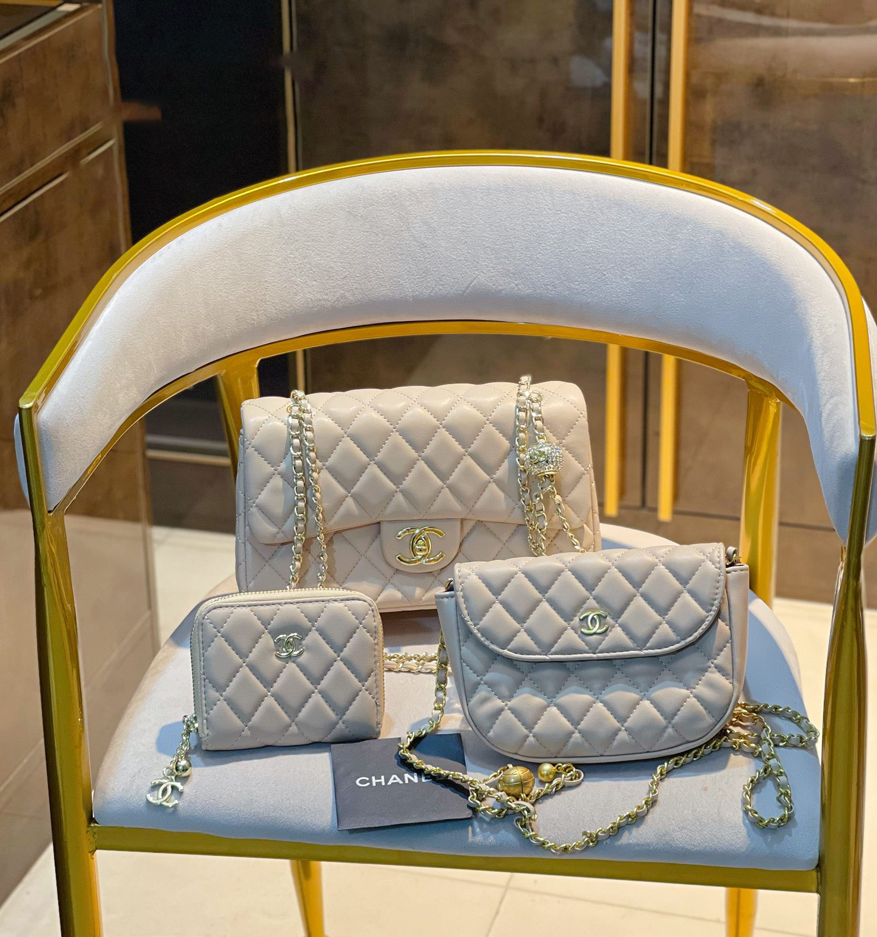 【CHANEL】 シャネル 定番人気 ミニ マトラッセ☆CHANEL☆Mini Flap Bag3点セット お得