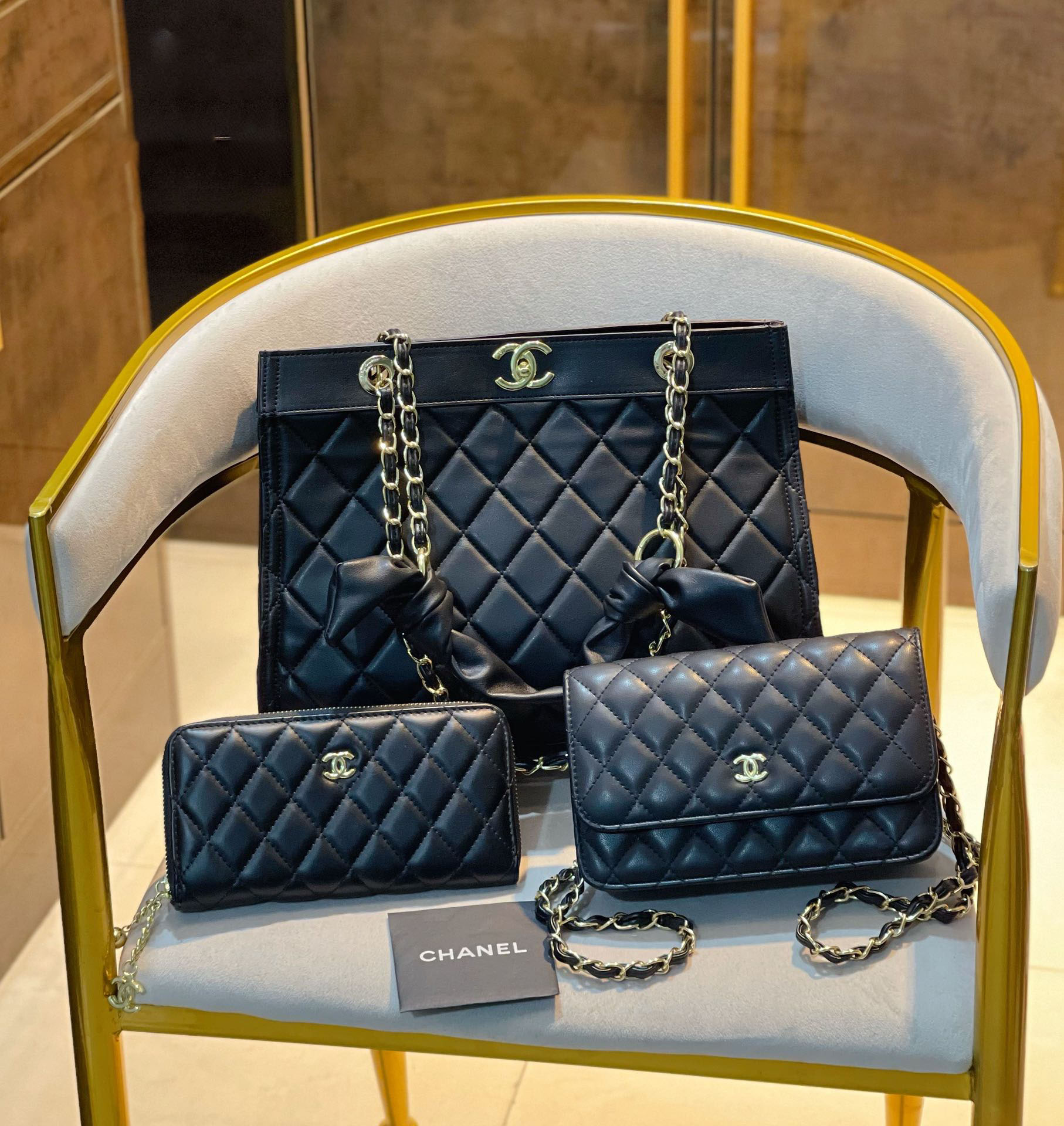 【CHANEL】 シャネル 定番人気 ミニ マトラッセ☆CHANEL☆Mini Flap Bag3点セット お得