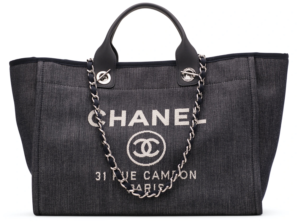 【2024】Chanel Deauville Large Tote チェーン付 デニム トートバッグ