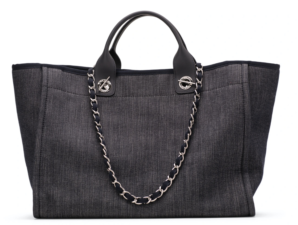 【2024】Chanel Deauville Large Tote チェーン付 デニム トートバッグ