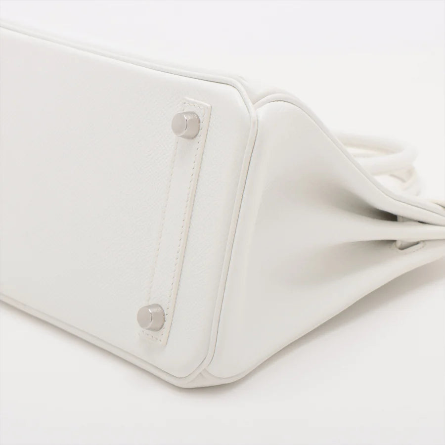 哈【HERMES   公式旗艦店】ハンドバッグエルメス バーキン25 ヴォーエプソン ホワイト シルバー金具