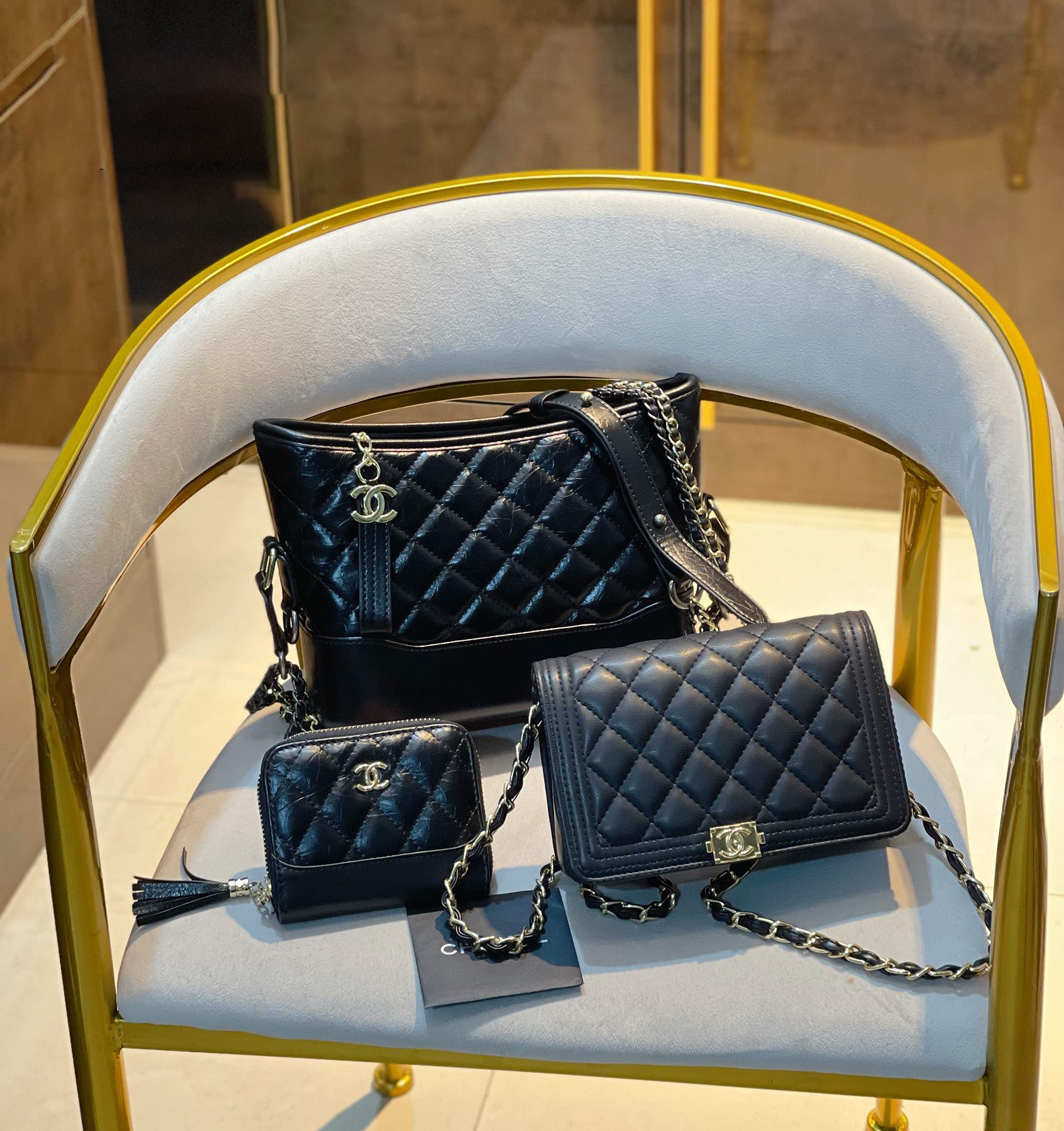 【CHANEL】 シャネル 定番人気 ミニ マトラッセ☆CHANEL☆Mini Flap Bag3点セット お得