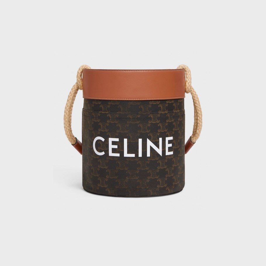 【CELINE】セリーヌロゴプリント デニム バケットバッグ ブラック