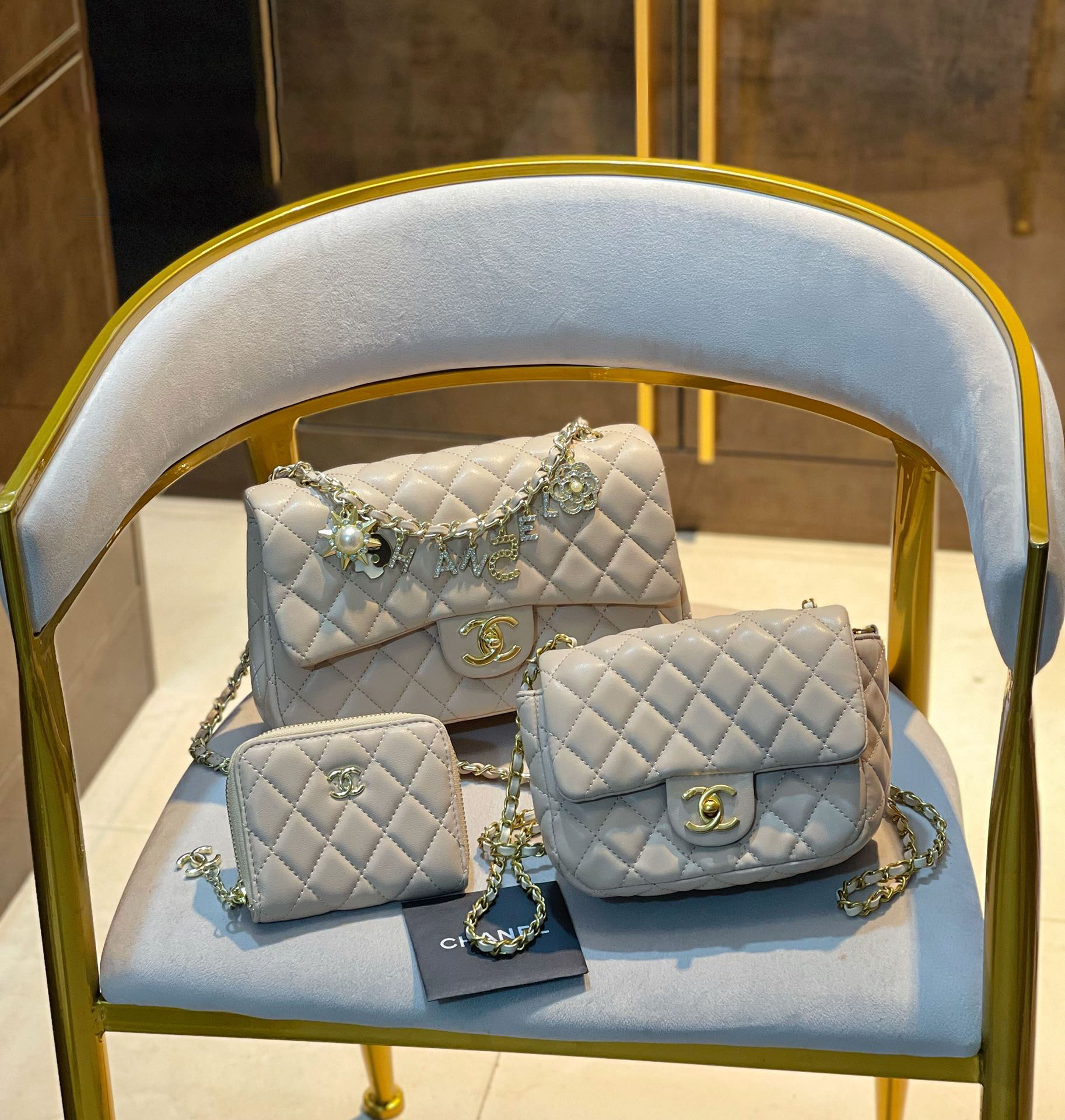 【CHANEL】 シャネル定番人気 ミニ マトラッセ☆CHANEL☆Mini Flap Bag3点セット お得