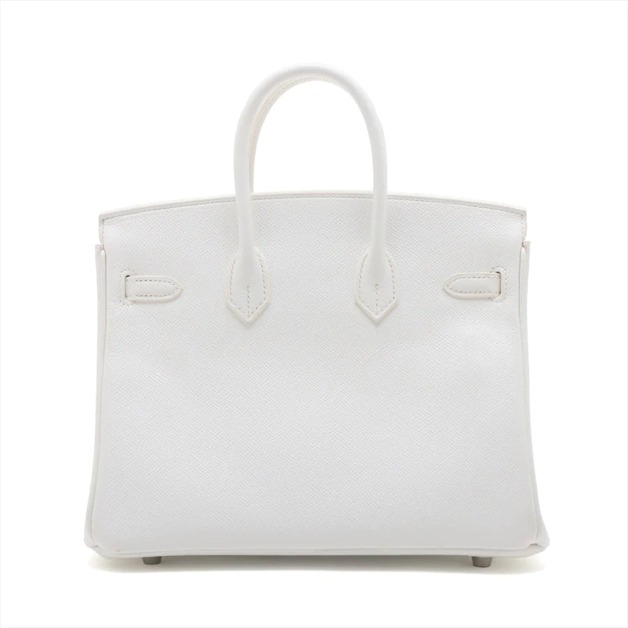 哈【HERMES   公式旗艦店】ハンドバッグエルメス バーキン25 ヴォーエプソン ホワイト シルバー金具