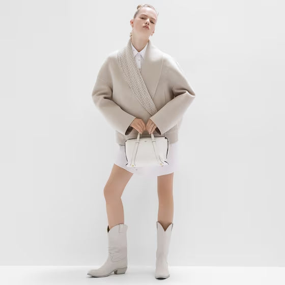 哈【FENDI   公式旗艦店】フェンディ ハンドバッグフェンディ ボストン 365    アイスホワイト レザー バッグ