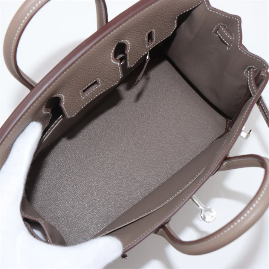 哈【HERMES   公式旗艦店】ハンドバッグエルメス バーキン25 トゴ エトゥープ シルバー金具