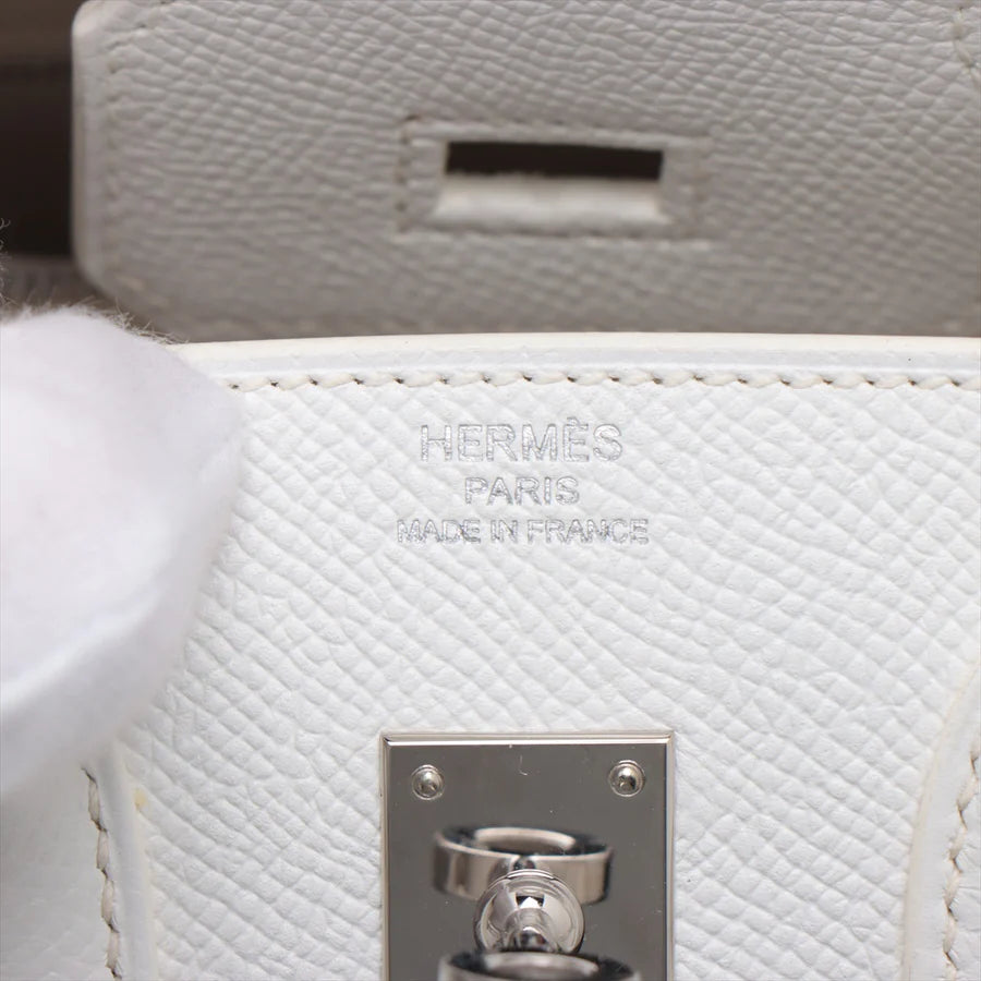 哈【HERMES   公式旗艦店】ハンドバッグエルメス バーキン25 ヴォーエプソン ホワイト シルバー金具