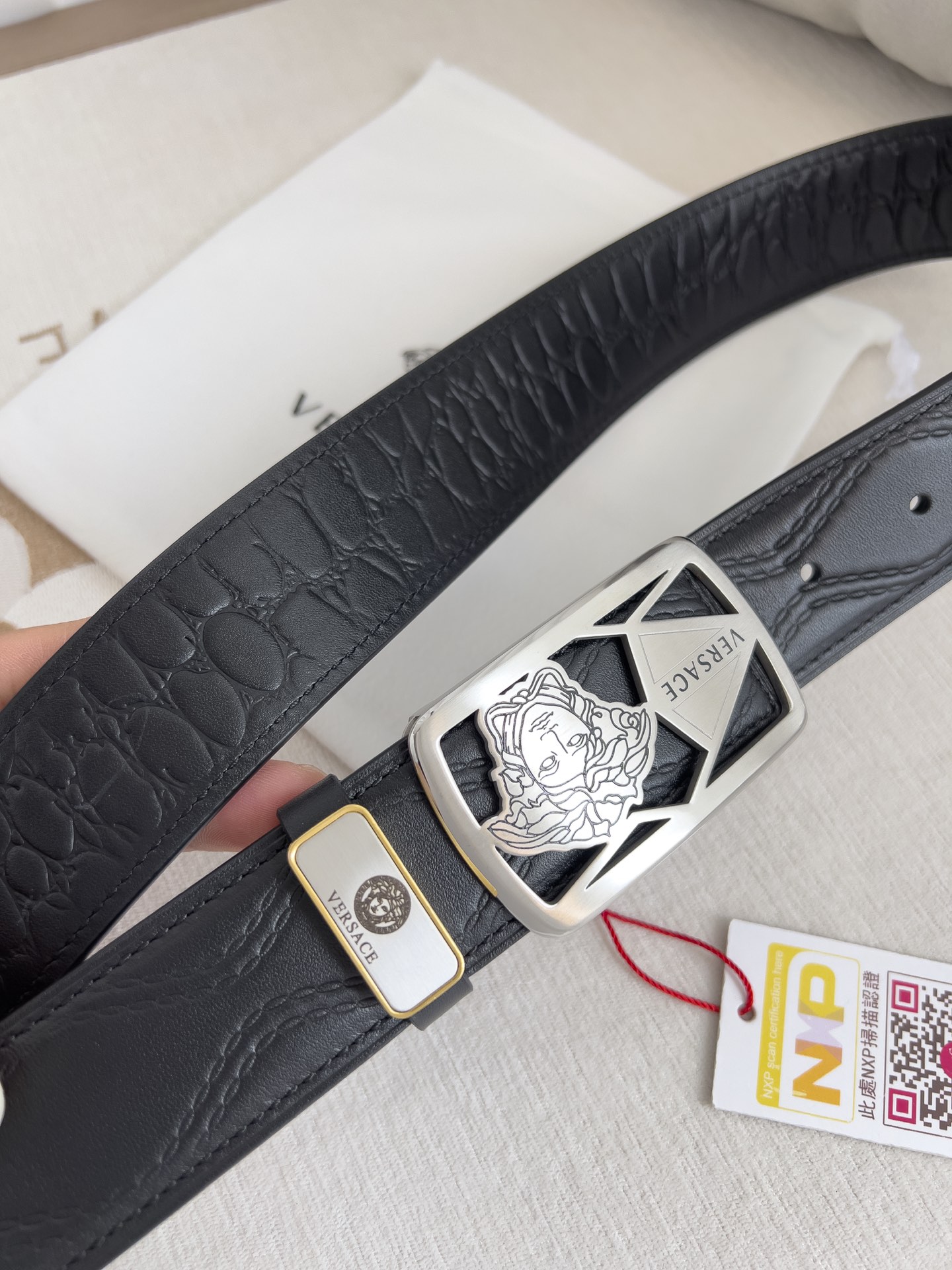 【VERSACE】(ヴェルサーチ) 3.8cmベルト メンズ