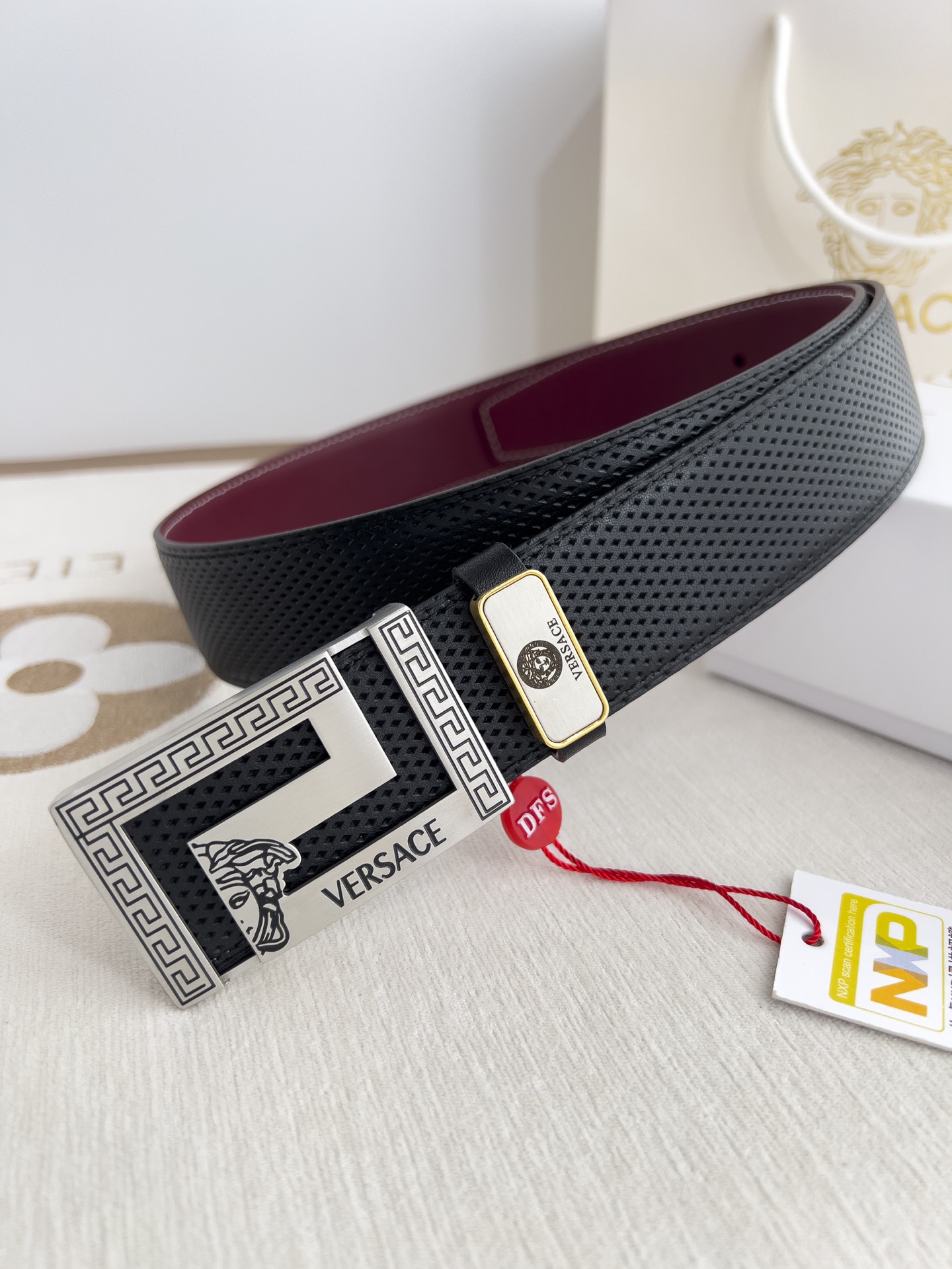 【VERSACE】(ヴェルサーチ) 3.8cmベルト メンズ