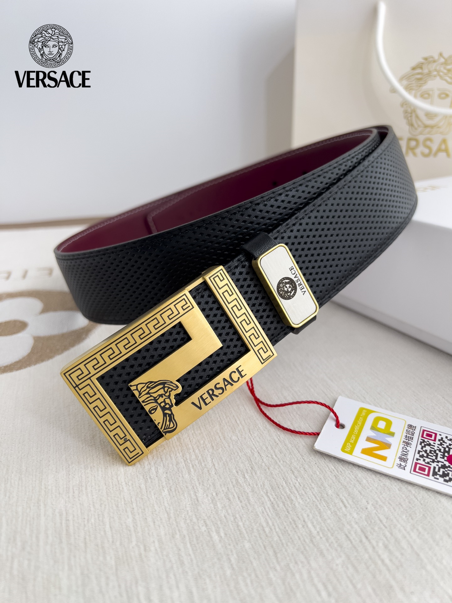 【VERSACE】(ヴェルサーチ) 3.8cmベルト メンズ