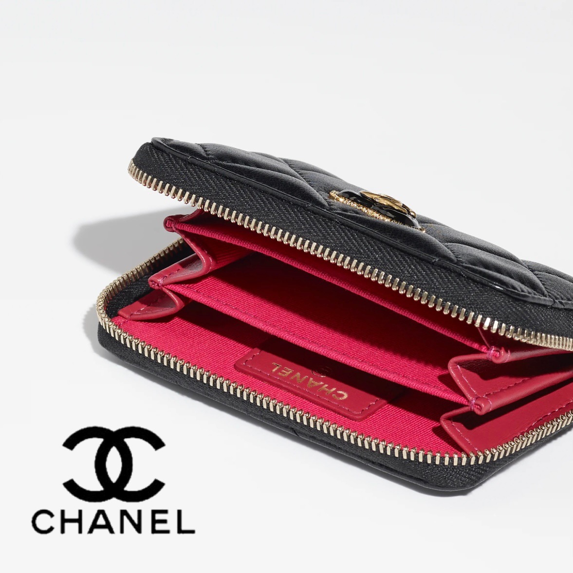 【2024】かわいいハートロゴ☆【CHANEL】ジップ コインパース