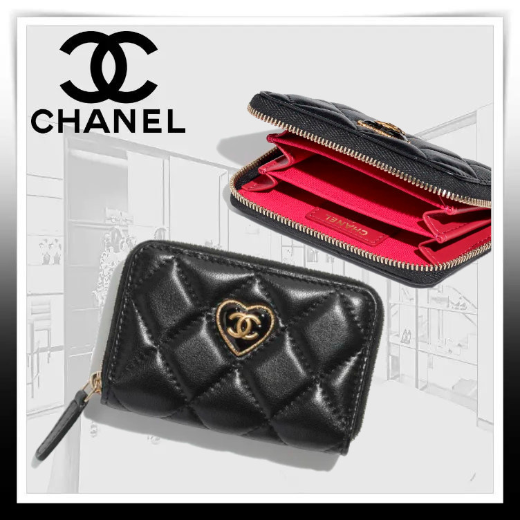 【2024】かわいいハートロゴ☆【CHANEL】ジップ コインパース