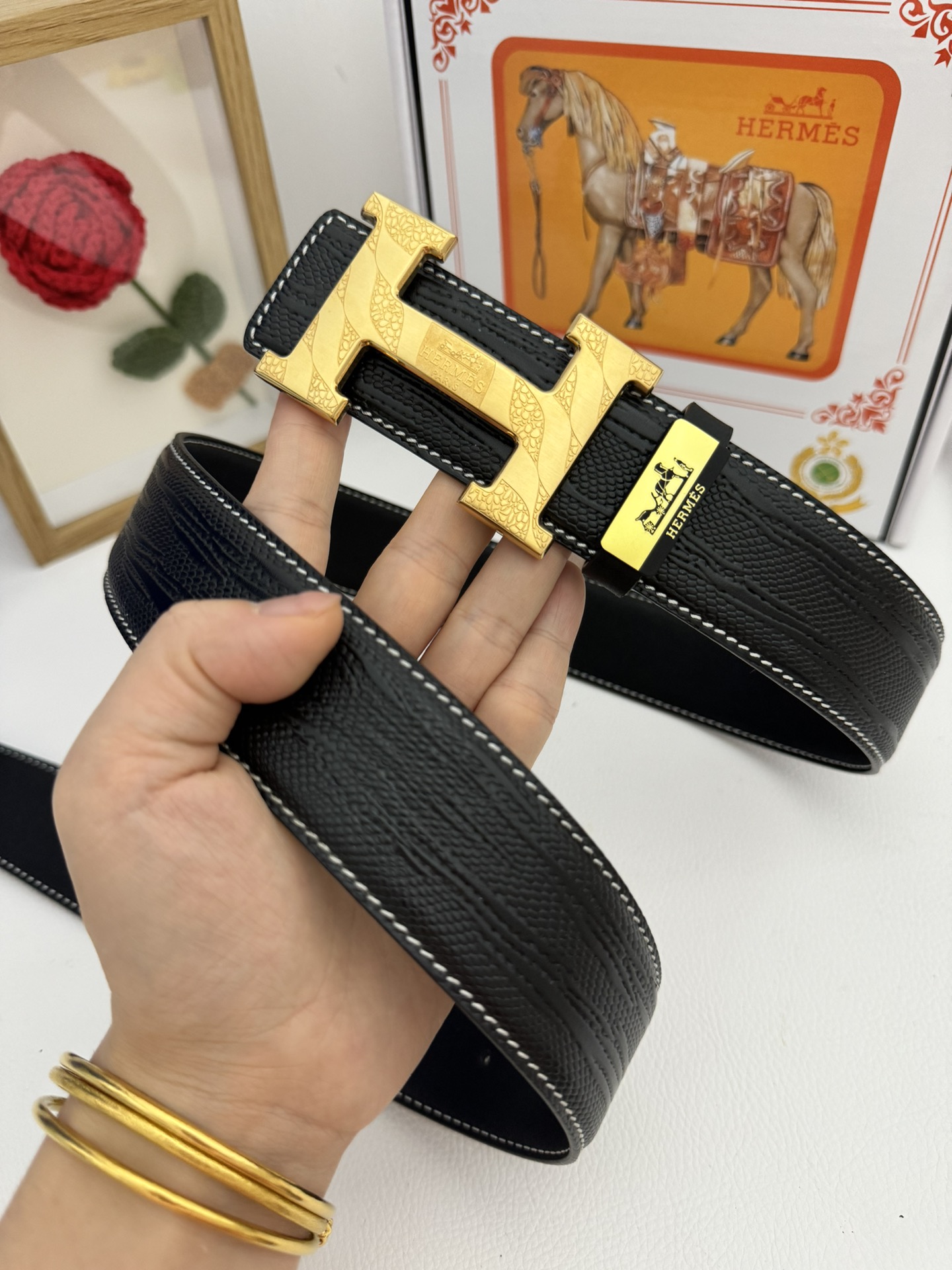 【Hermès】(エルメス) 3.8cmベルト メンズ