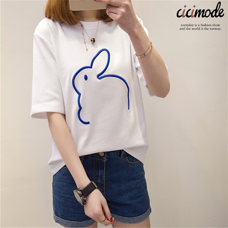 韓版百搭休閒簡約兔子寬鬆短袖