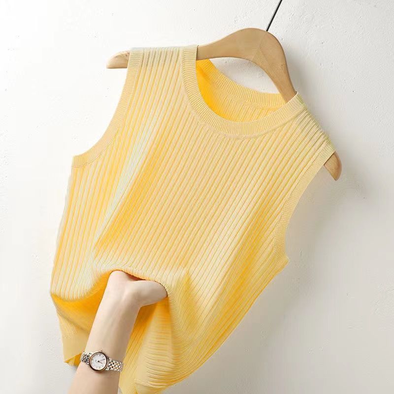 薄款涼爽透氣顯瘦百搭針織冰絲背心