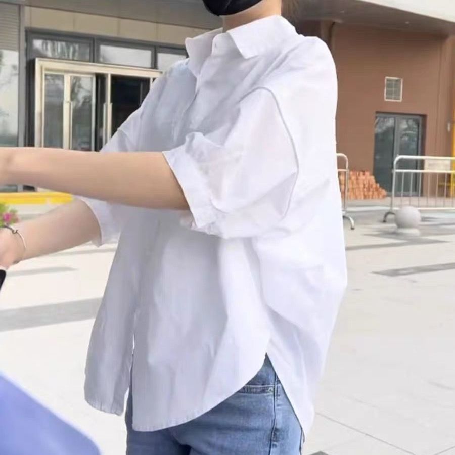 Chic後背鏤空法式設計感褶皺短袖襯衫