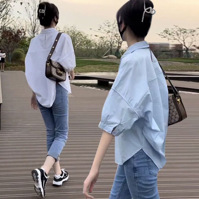 Chic後背鏤空法式設計感褶皺短袖襯衫