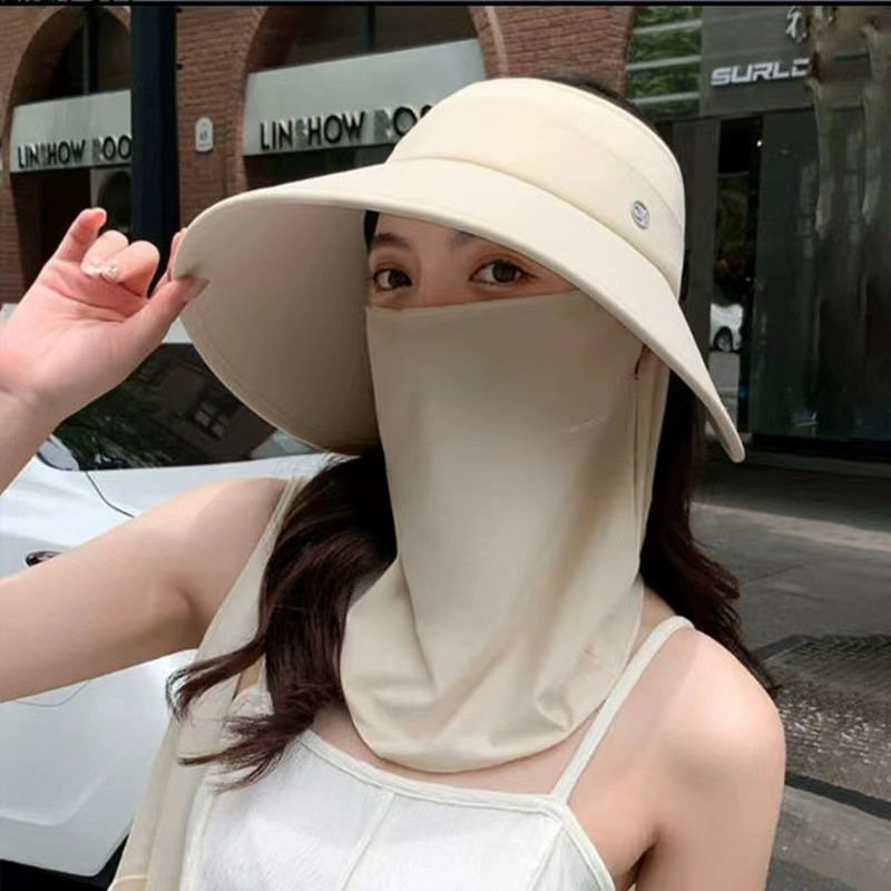 環繞式全臉防曬遮陽空頂大帽檐太陽帽