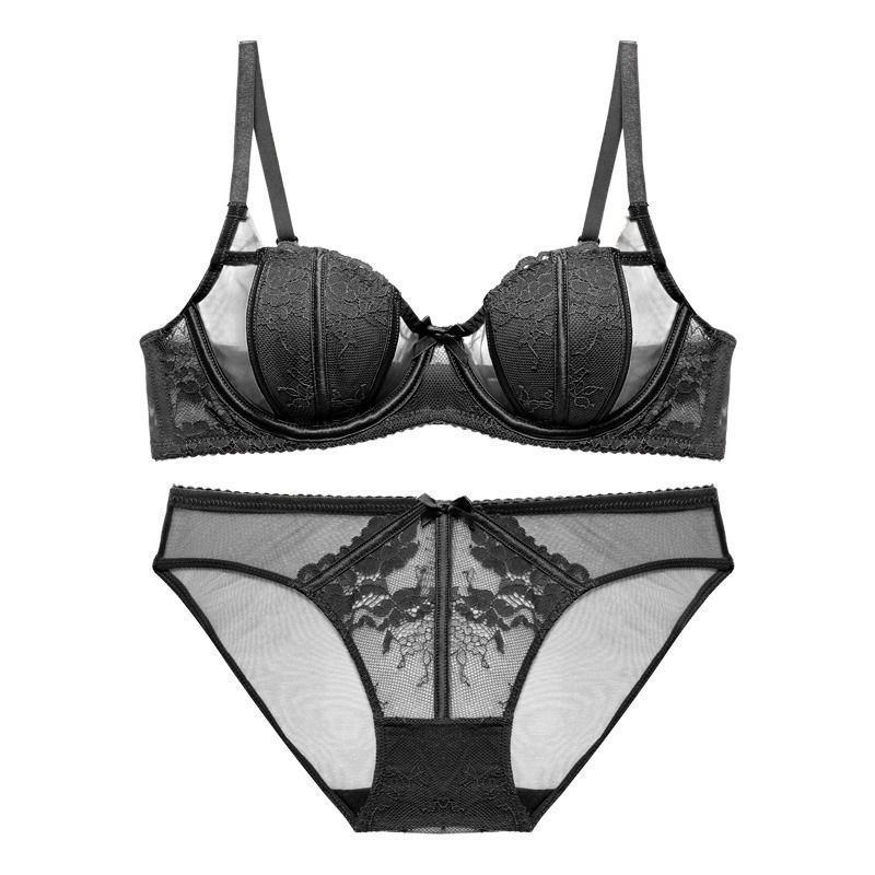 【單件/整套】法式蕾絲花邊兔耳朵超薄胸墊文胸套