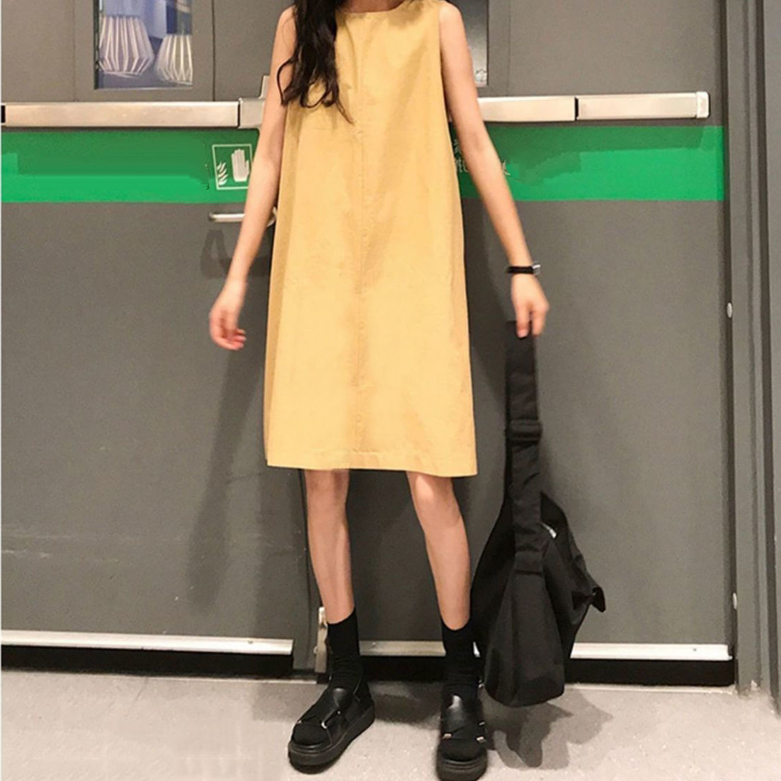 休閒時尚百搭涼感透氣闊腿連體褲/連身裙