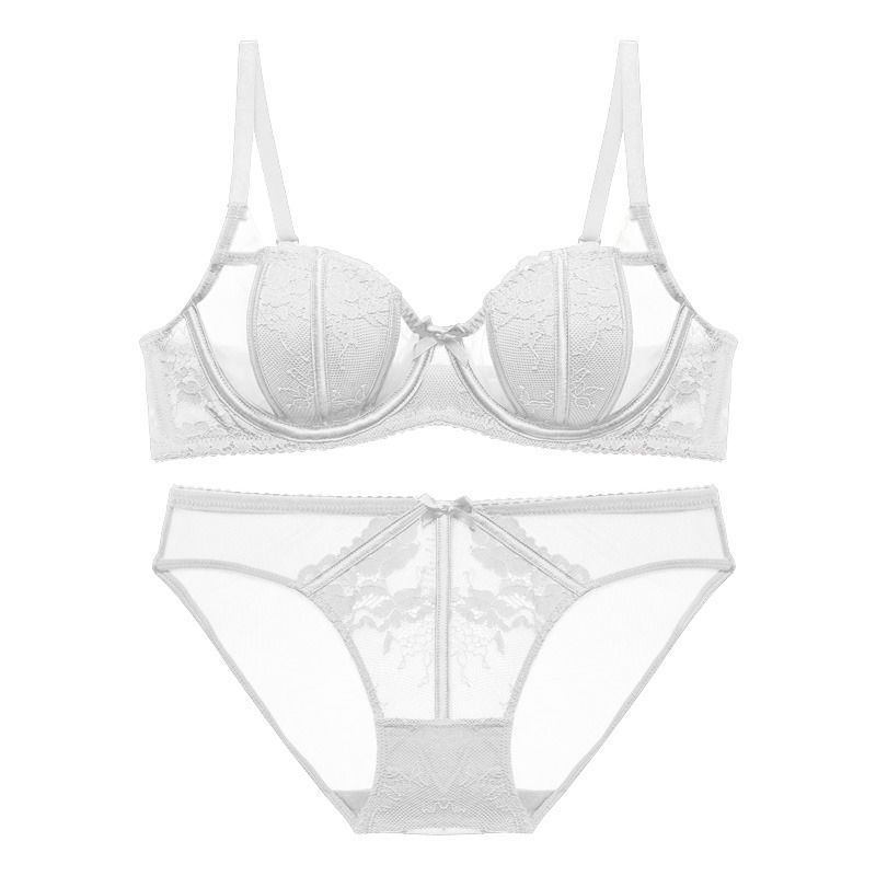 【單件/整套】法式蕾絲花邊兔耳朵超薄胸墊文胸套