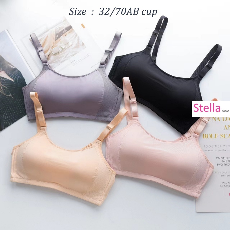 [Stella Fashion] Girls' Rimless Bras thin section breathable tube top anti-glare  wrapped chest No Steel Ring Bra