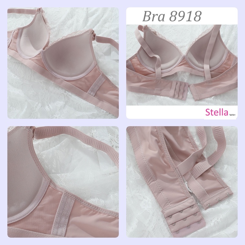 [Stella Fashion] No Steel Ring Middle-aged Mother Thin Mould Cup Lace Bra Women's gathered anti-sagging bra underwear