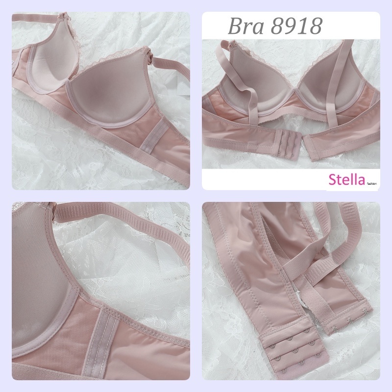 [Stella Fashion] No Steel Ring Middle-aged Mother Thin Mould Cup Lace Bra Women's gathered anti-sagging bra underwear