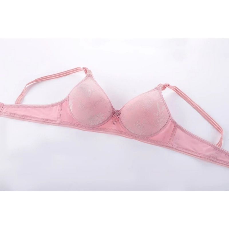 [Stella Fashion] Women's Plus Size Floral Pattern Push up Bra Without Steel Ring Middle-aged and elderly small chest Bra