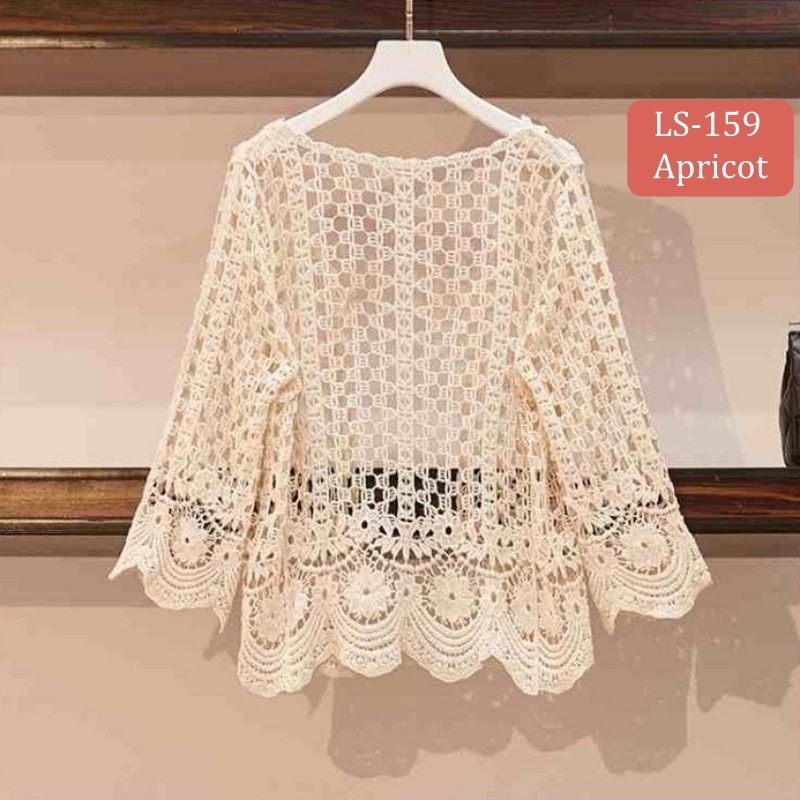 Stella Fashion Knitted Sunscreen Cardigan Thin Style Women Loose Outer Blouse Short Sleeve Top 短袖针织上衣