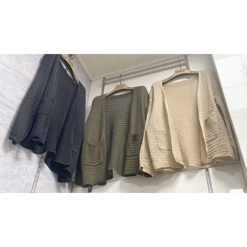 [Stella Fashion] Women's hallow sun protection sweater women thin sling knitted cardigan