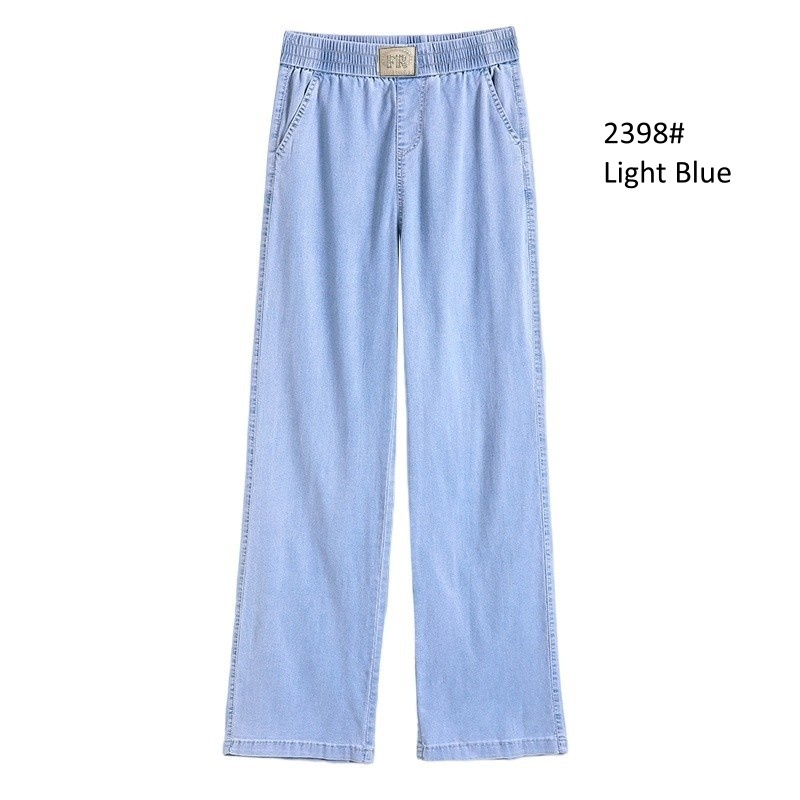 Stella Fashion Women's Casual Tencel Denim wide-Leg Jeans Thin Straight Loose Trousers Plus Size Elastic Waist Pants-Stella's Fashion