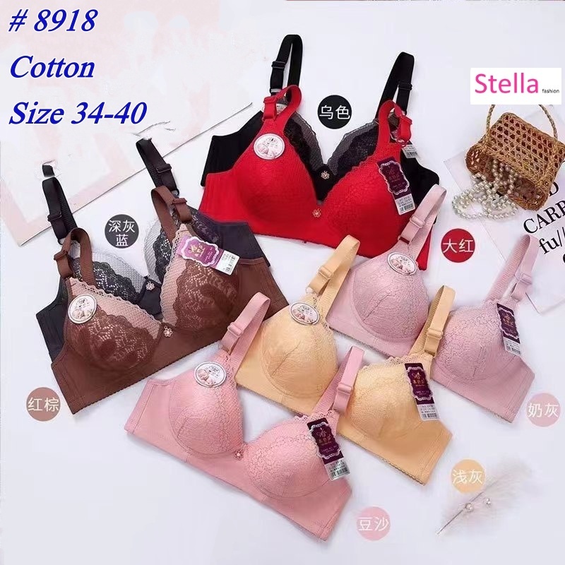 [Stella Fashion] No Steel Ring Middle-aged Mother Thin Mould Cup Lace Bra Women's gathered anti-sagging bra underwear