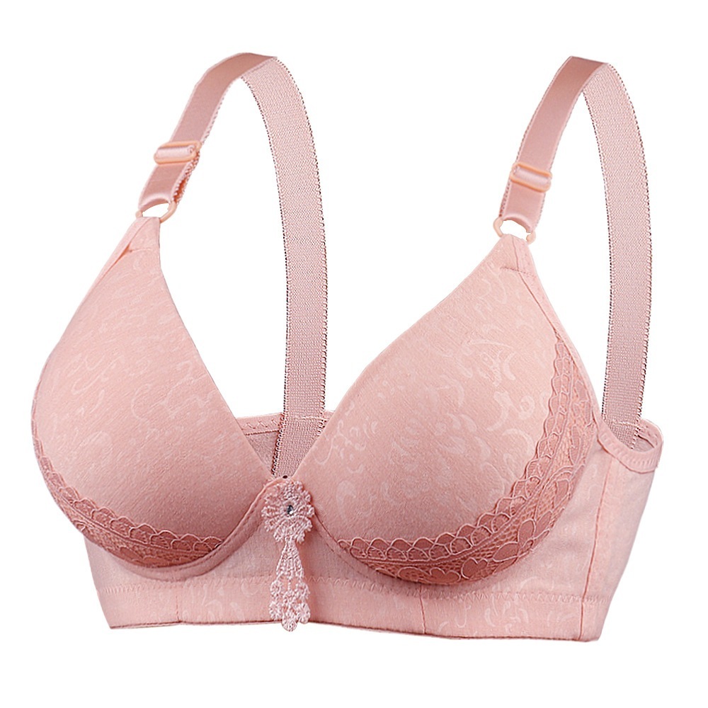 [Stella Fashion] Women Middle-Aged Mom Plus Size Wireless Sexy Bra Gathering Anti-Sagging Push Up Lace Solid Color Bras-Stella's Fashion
