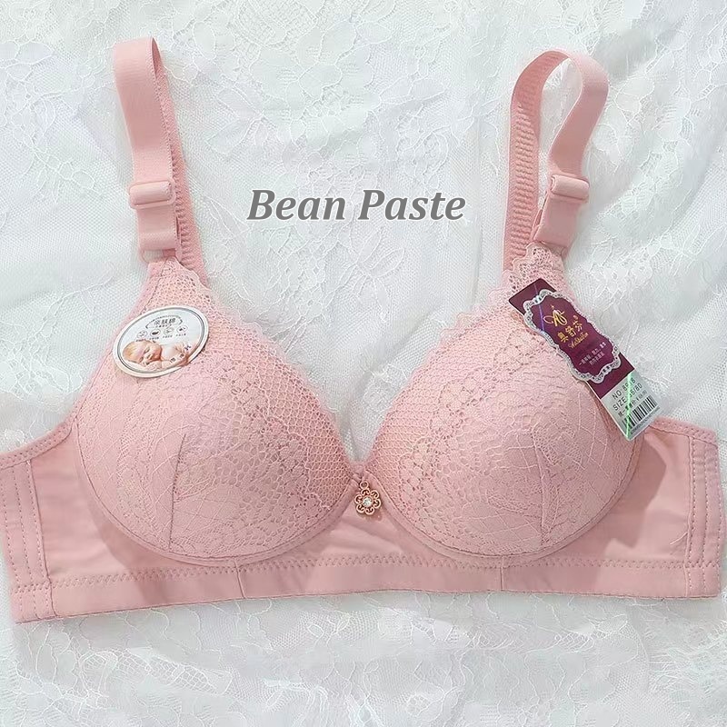 [Stella Fashion] No Steel Ring Middle-aged Mother Thin Mould Cup Lace Bra Women's gathered anti-sagging bra underwear