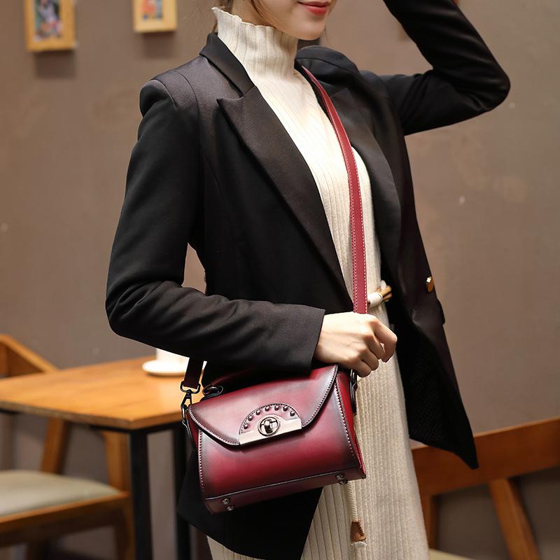 Retro oblique span oil wax cow leather one shoulder handbag mySite